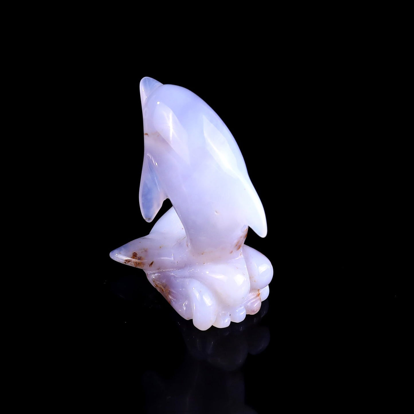 Nicedony 2.6" Blue Chalcedony Hand Carved Crystal Dolphin Sculpture - View 6