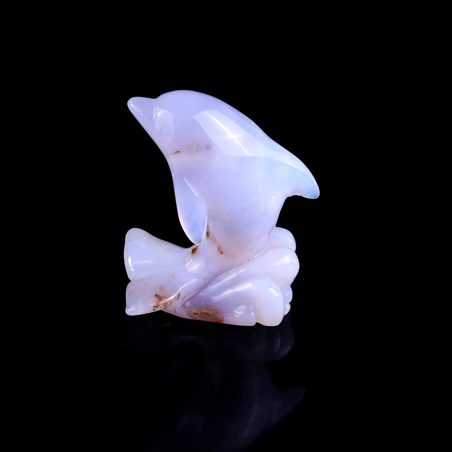 Nicedony 2.6" Blue Chalcedony Hand Carved Crystal Dolphin Sculpture - View 7