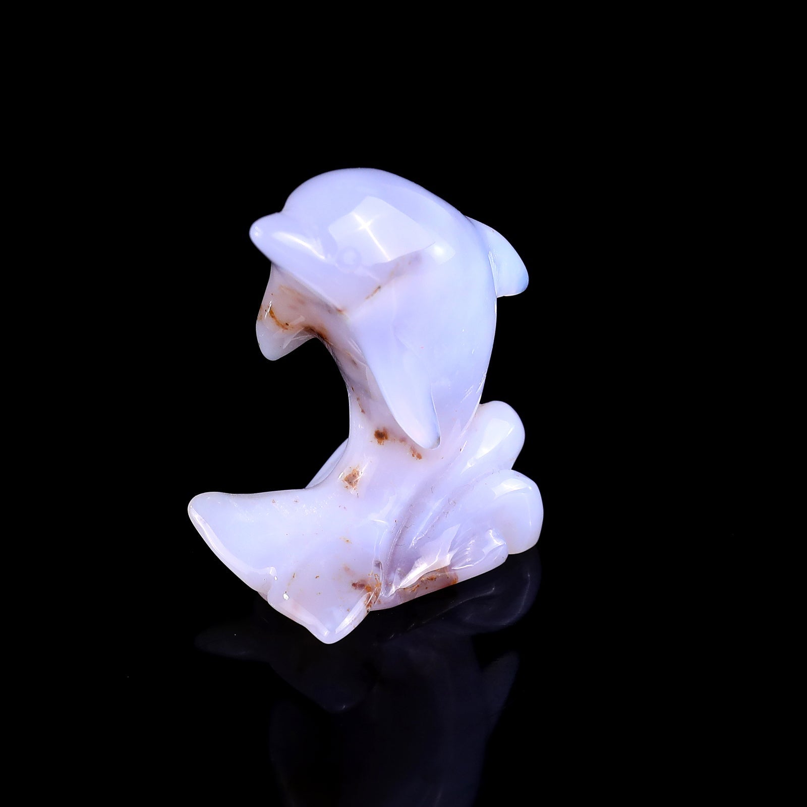 Nicedony 2.6" Blue Chalcedony Hand Carved Crystal Dolphin Sculpture - View 9