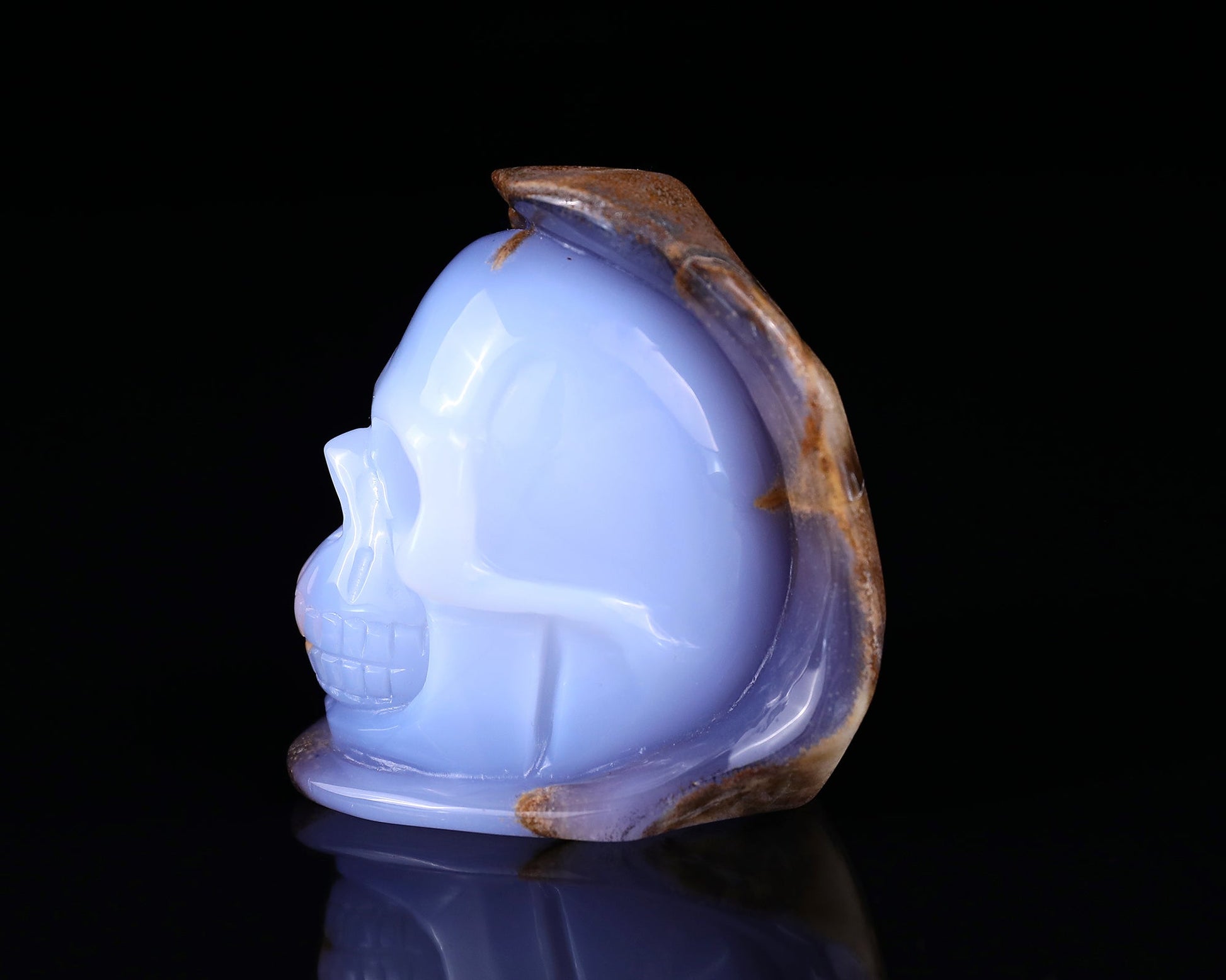 Nicedony 2.6" Blue Chalcedony Hand Carved Skull Sculpture - View 13