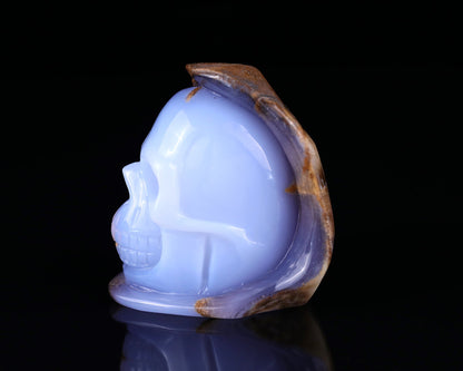 Nicedony 2.6" Blue Chalcedony Hand Carved Skull Sculpture - View 13