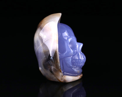 Nicedony 2.6" Blue Chalcedony Hand Carved Skull Sculpture - View 3