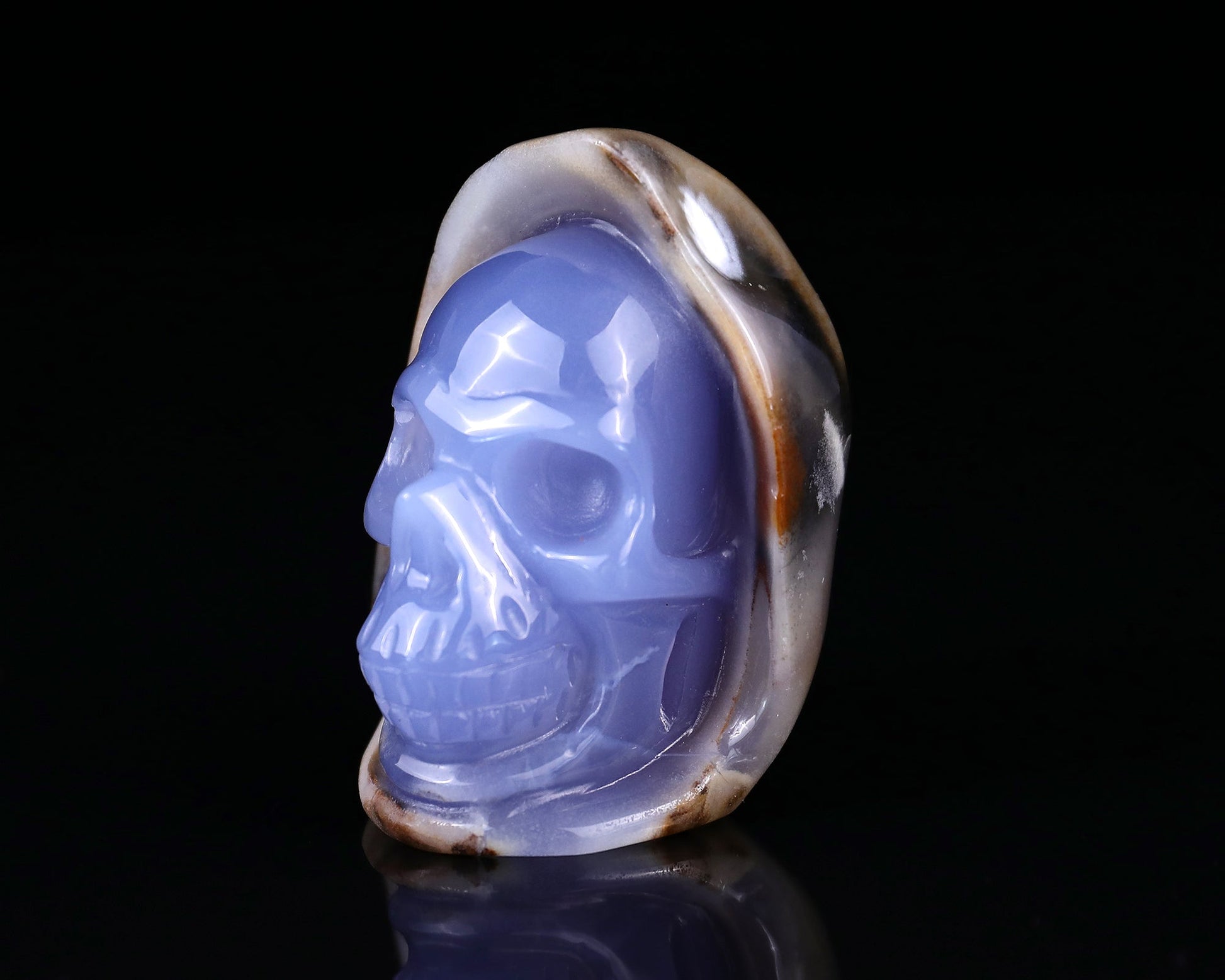 Nicedony 2.6" Blue Chalcedony Hand Carved Skull Sculpture - View 7