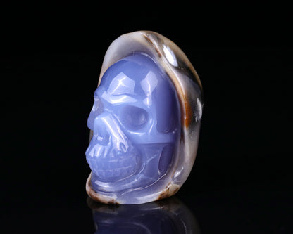 Nicedony 2.6" Blue Chalcedony Hand Carved Skull Sculpture - View 7