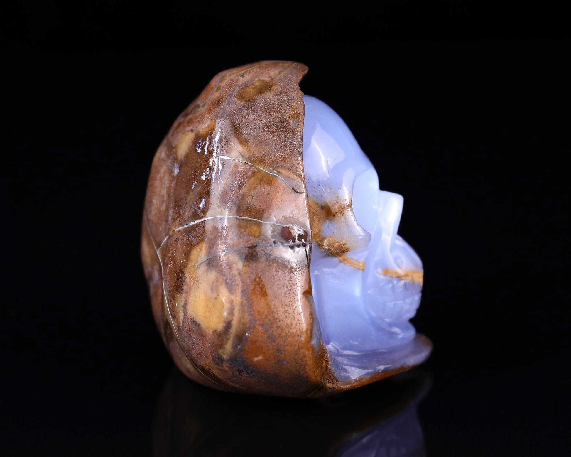 Nicedony 2.6" Blue Chalcedony Hand Carved Skull Sculpture - View 10