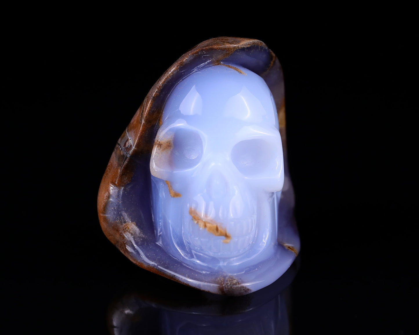 Nicedony 2.6" Blue Chalcedony Hand Carved Skull Sculpture - View 9