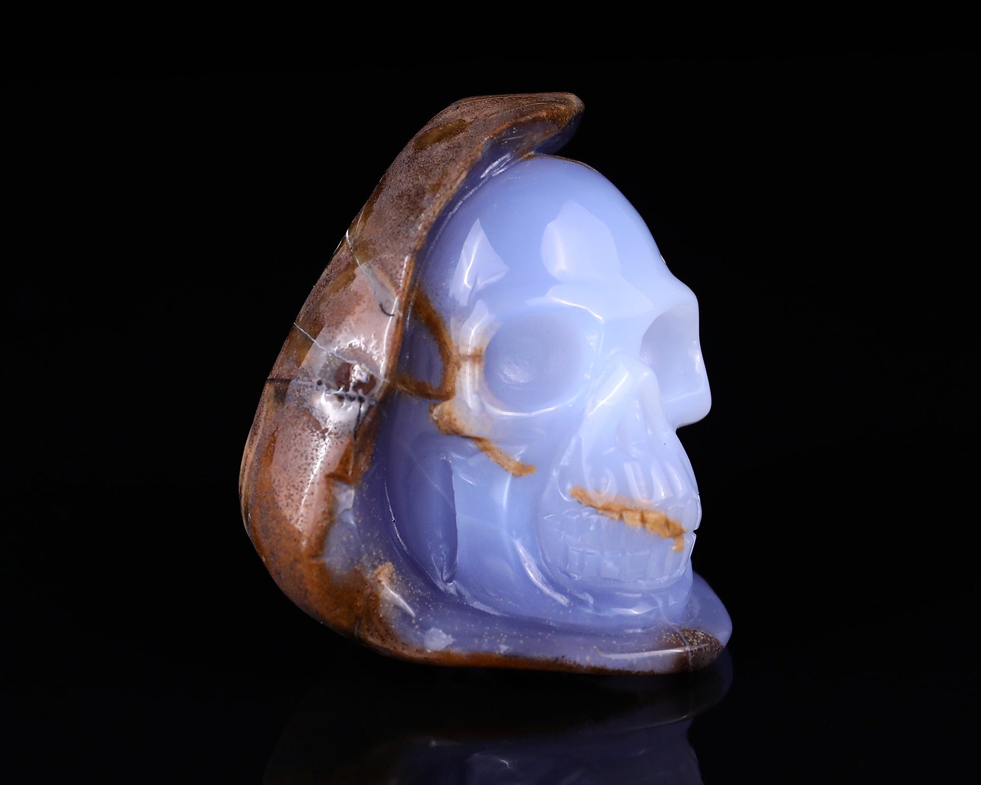 Nicedony 2.6" Blue Chalcedony Hand Carved Skull Sculpture - View 8