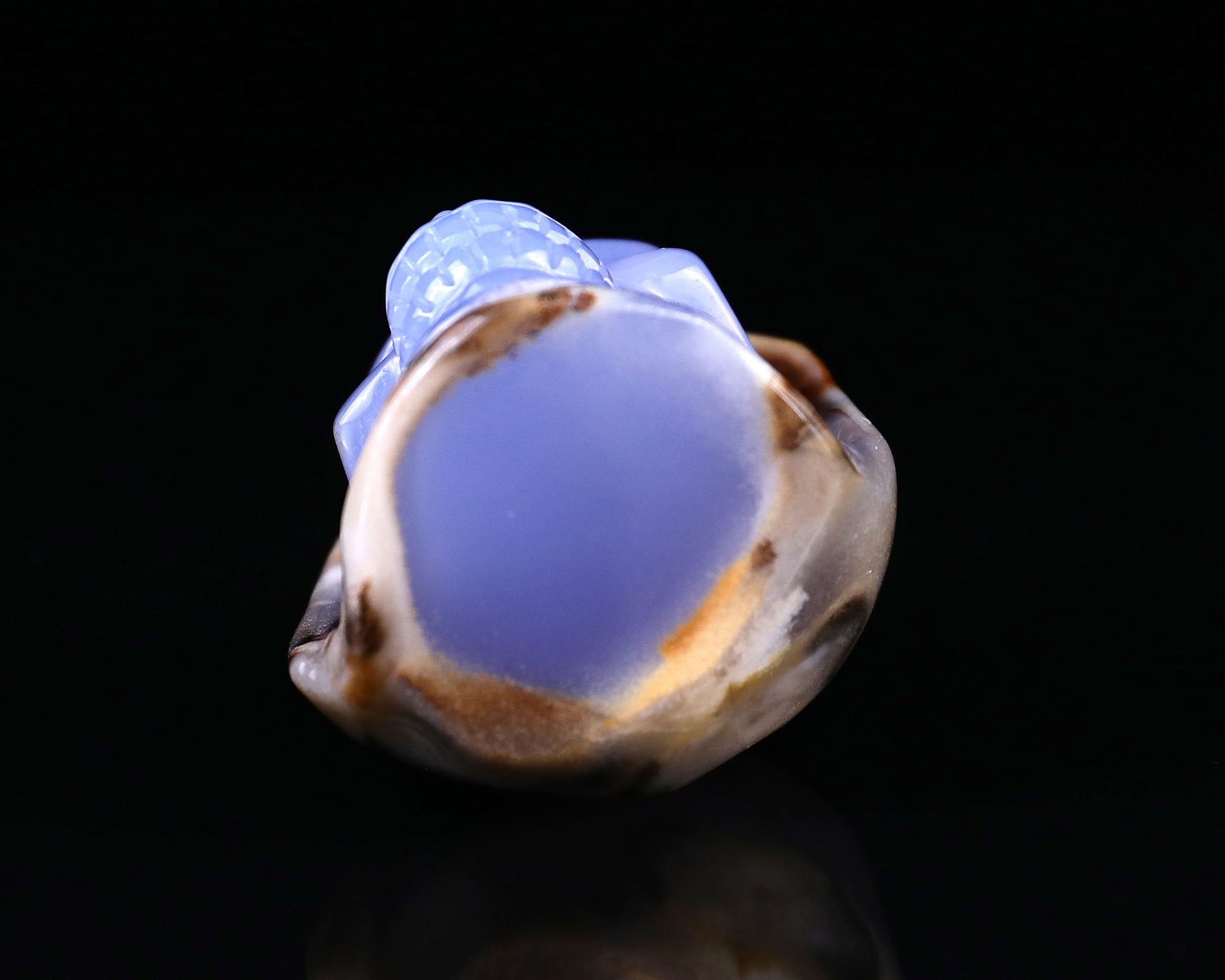 Nicedony 2.6" Blue Chalcedony Hand Carved Skull Sculpture - View 5