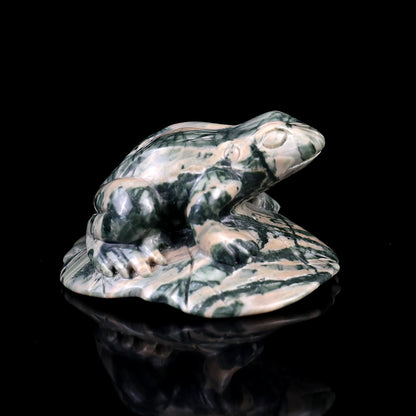 Nicedony 2.6" Jiulong Jade Hand Carved Crystal Frog Sculpture - View 4