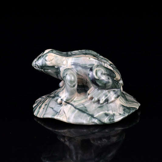 Nicedony 2.6" Jiulong Jade Hand Carved Crystal Frog Sculpture