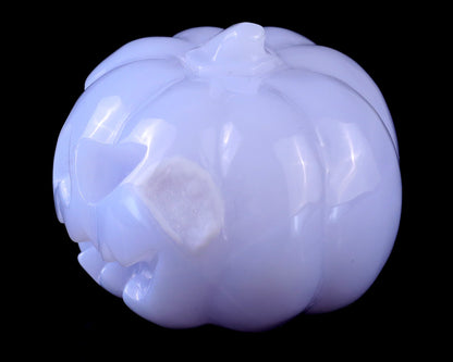 Nicedony 2.6” Blue Chalcedony Hand Carved Crystal Pumpkin Sculpture - View 5
