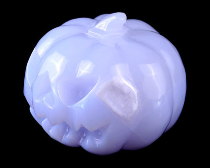Nicedony 2.6” Blue Chalcedony Hand Carved Crystal Pumpkin Sculpture - View 6