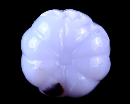 Nicedony 2.6” Blue Chalcedony Hand Carved Crystal Pumpkin Sculpture - View 7