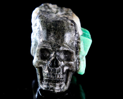 Nicedony 2.6" Natural Emerald Hand Carved Crystal Skull Sculpture - View 2