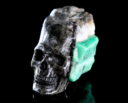 Nicedony 2.6" Natural Emerald Hand Carved Crystal Skull Sculpture - View 3