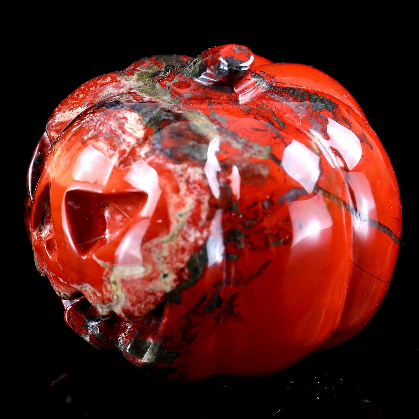 Nicedony 2.6” Red Jasper Hand Carved Crystal Pumpkin Sculpture - View 7