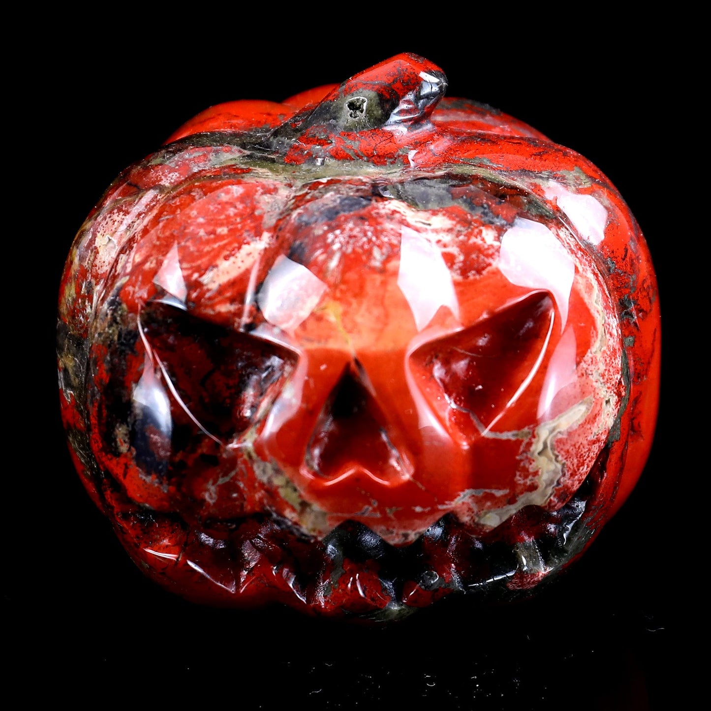 Nicedony 2.6” Red Jasper Hand Carved Crystal Pumpkin Sculpture