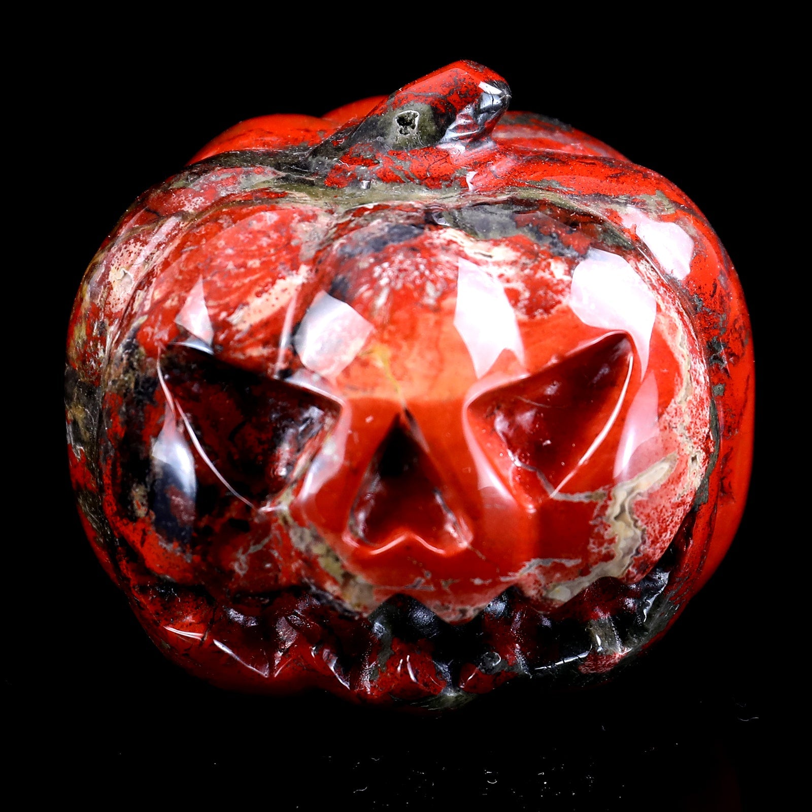 Nicedony 2.6” Red Jasper Hand Carved Crystal Pumpkin Sculpture