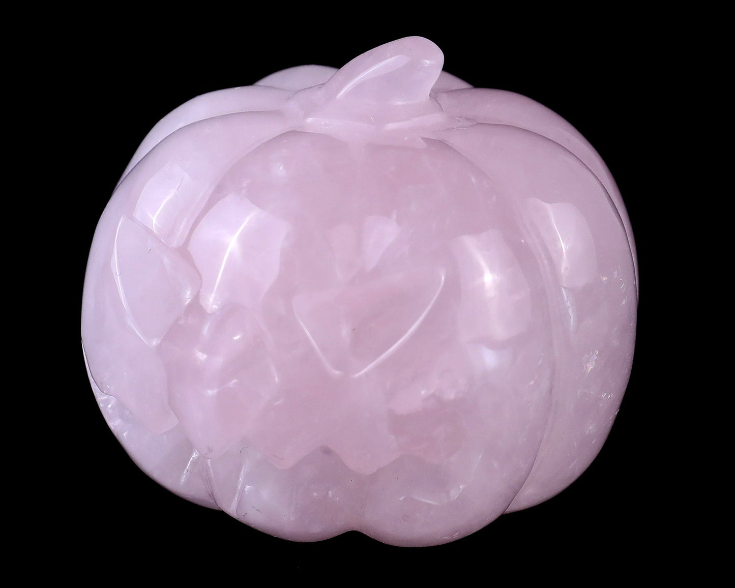 Nicedony 2.6” Rose Quartz Hand Carved Crystal Pumpkin Sculpture - View 7