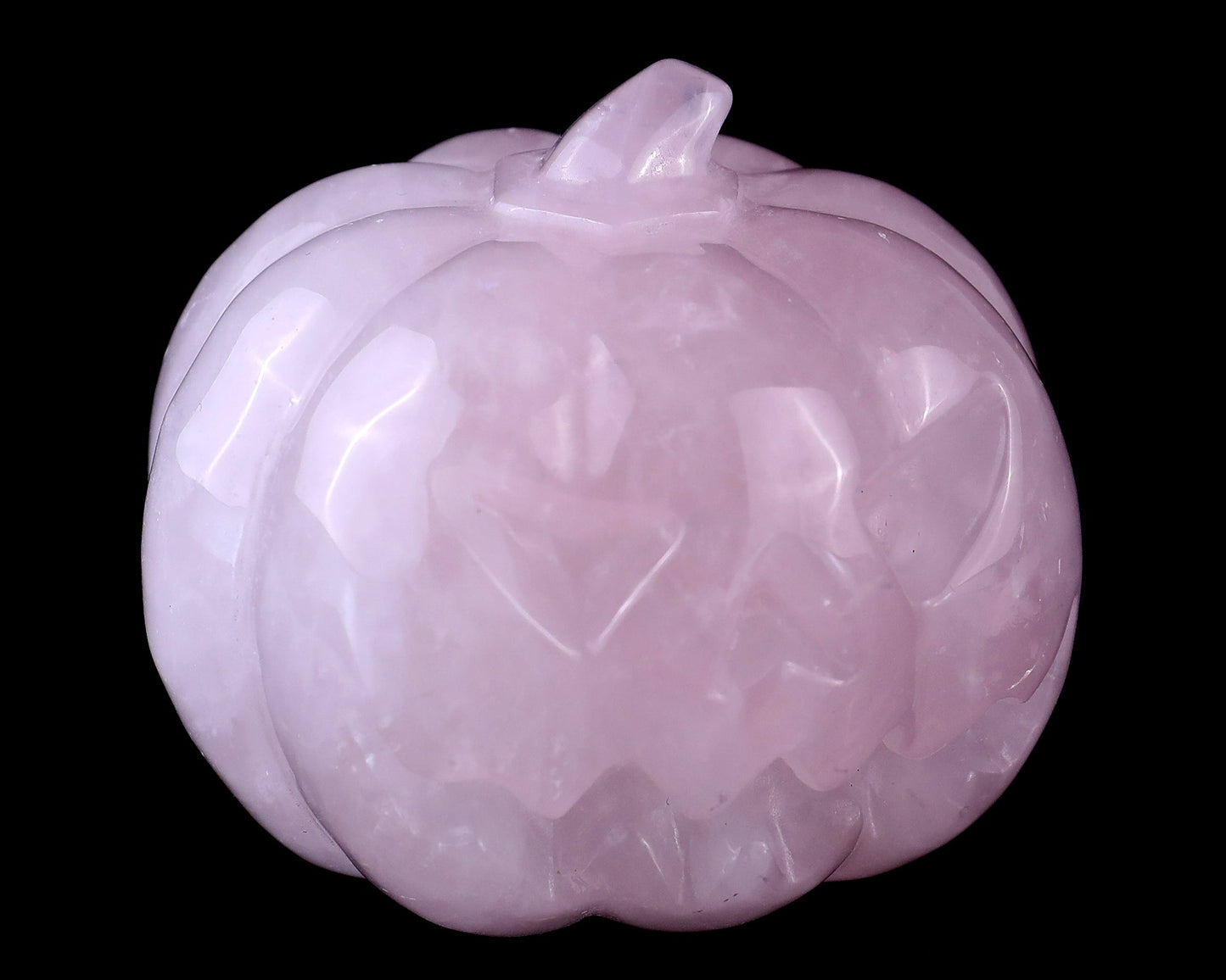 Nicedony 2.6” Rose Quartz Hand Carved Crystal Pumpkin Sculpture