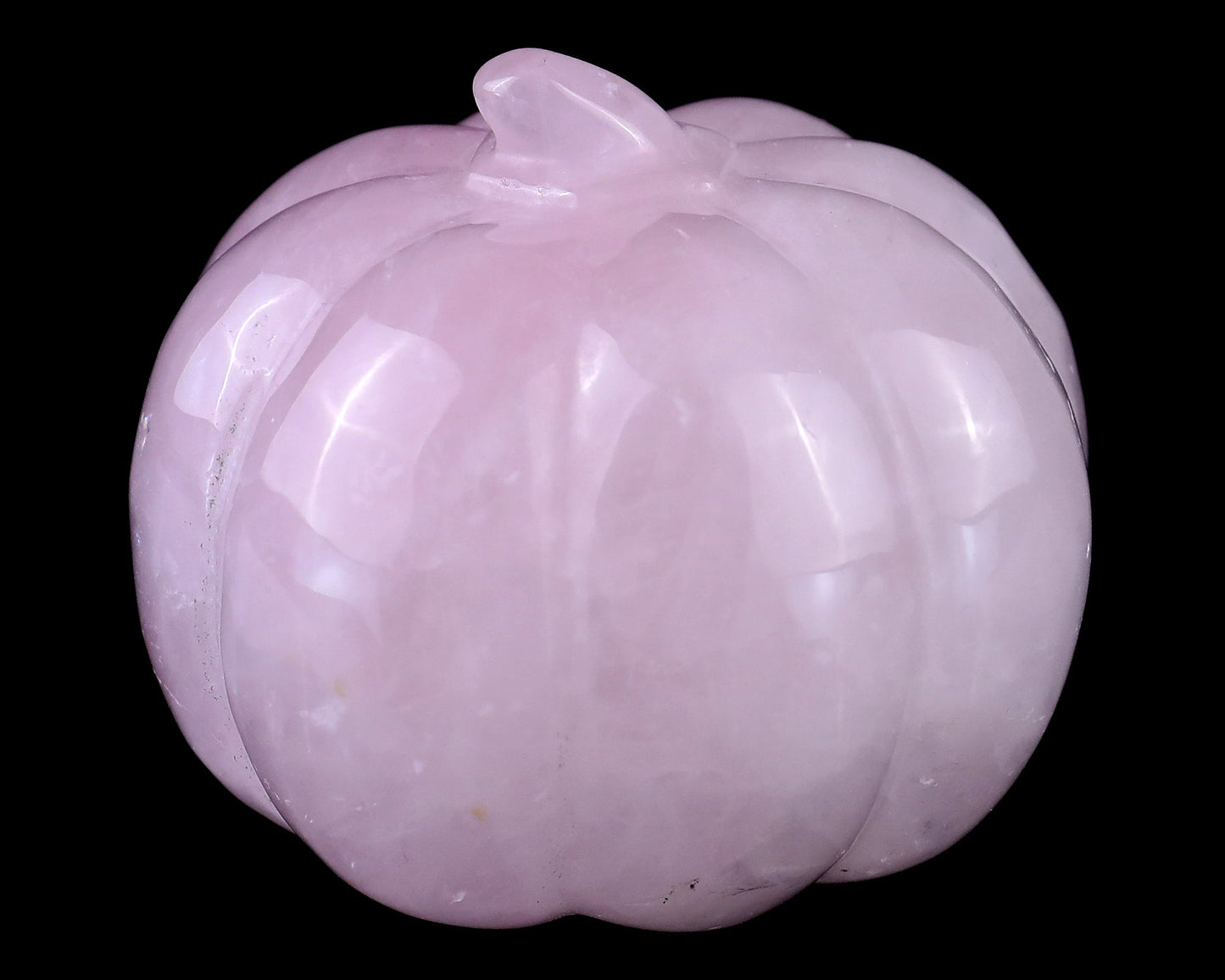 Nicedony 2.6” Rose Quartz Hand Carved Crystal Pumpkin Sculpture - View 5