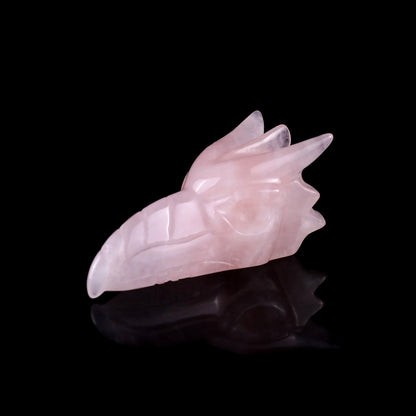 Nicedony 2.6" Rose Quartz Hand Carved Crystal Phoenix Skull Sculpture - View 11