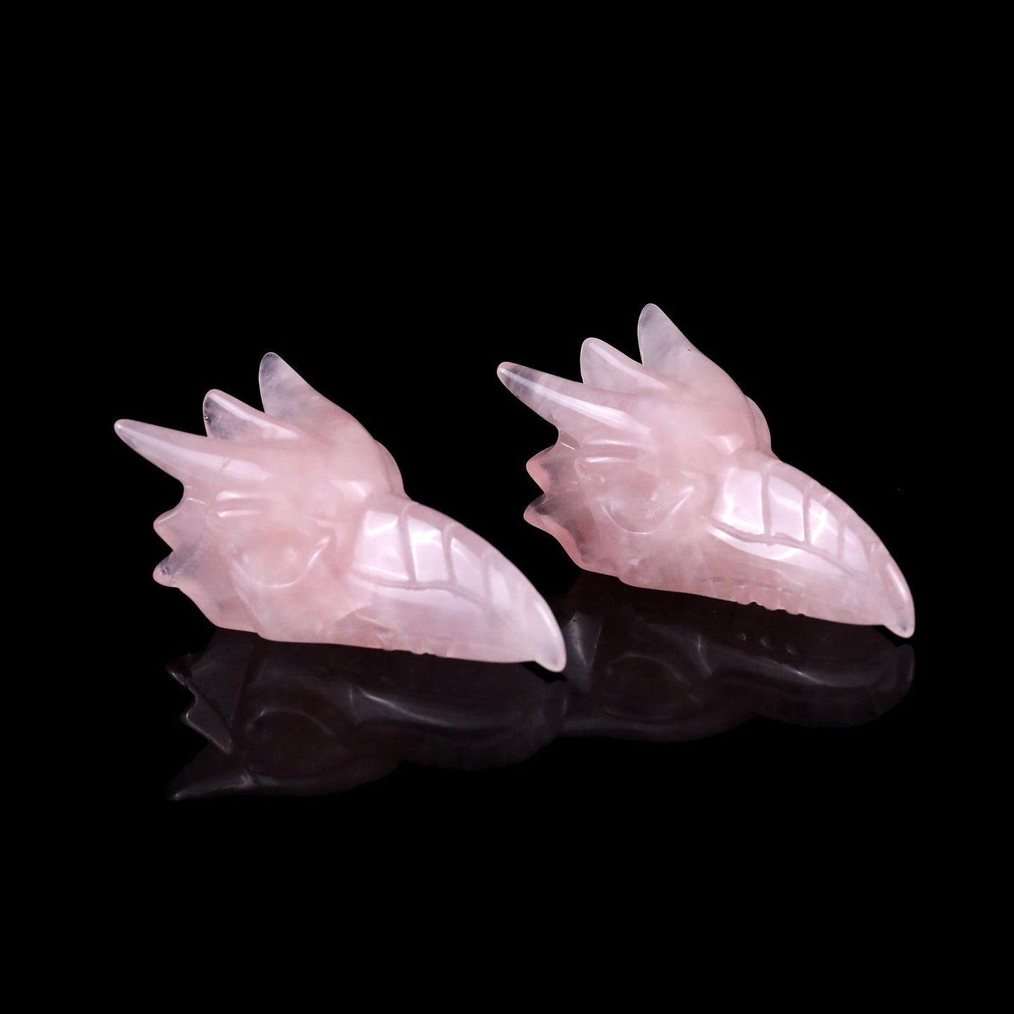 Nicedony 2.6" Rose Quartz Hand Carved Crystal Phoenix Skull Sculpture - View 3