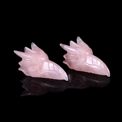 Nicedony 2.6" Rose Quartz Hand Carved Crystal Phoenix Skull Sculpture - View 3
