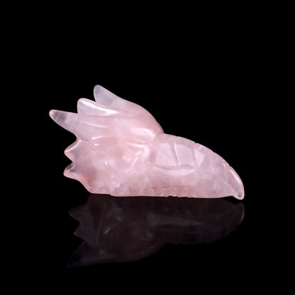 Nicedony 2.6" Rose Quartz Hand Carved Crystal Phoenix Skull Sculpture - View 9