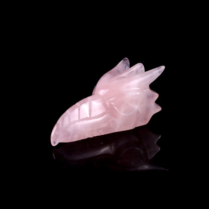 Nicedony 2.6" Rose Quartz Hand Carved Crystal Phoenix Skull Sculpture
