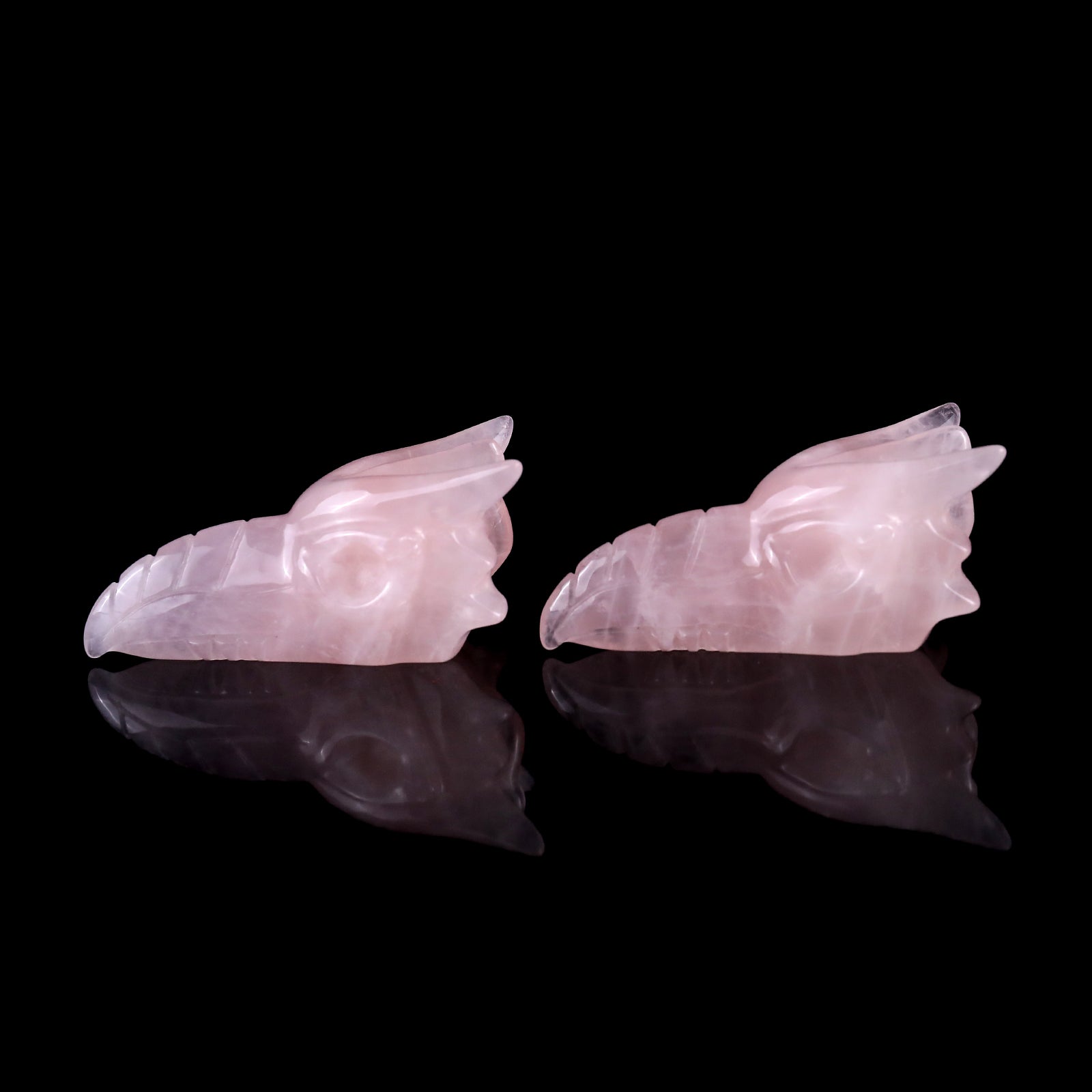 Nicedony 2.6" Rose Quartz Hand Carved Crystal Phoenix Skull Sculpture - View 6