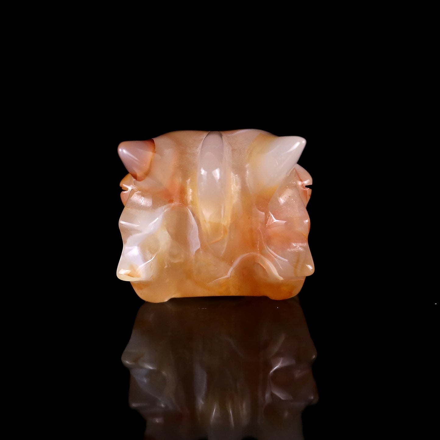Nicedony 2.6" Sakura Agate Hand Carved Phoenix Skull Sculpture - View 5