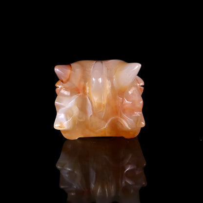Nicedony 2.6" Sakura Agate Hand Carved Phoenix Skull Sculpture - View 5