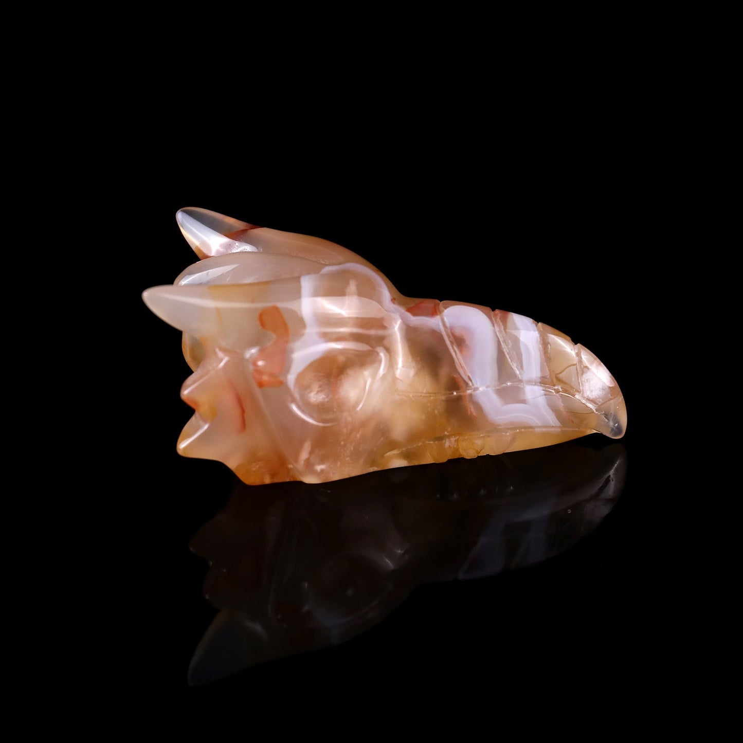 Nicedony 2.6" Sakura Agate Hand Carved Phoenix Skull Sculpture - View 3