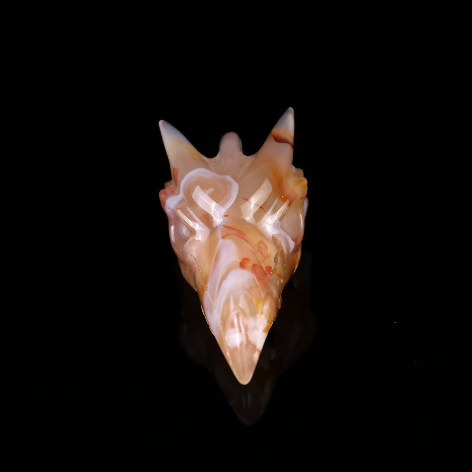 Nicedony 2.6" Sakura Agate Hand Carved Phoenix Skull Sculpture - #2100049