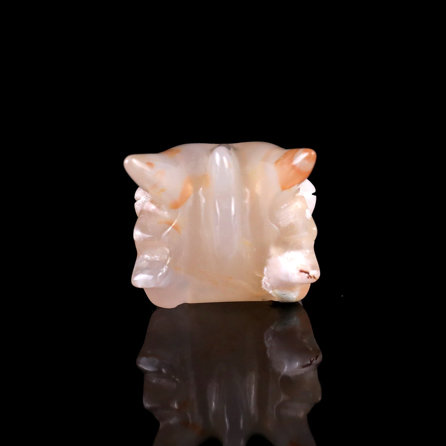 Nicedony 2.6" Sakura Agate Hand Carved Phoenix Skull Sculpture - View 12
