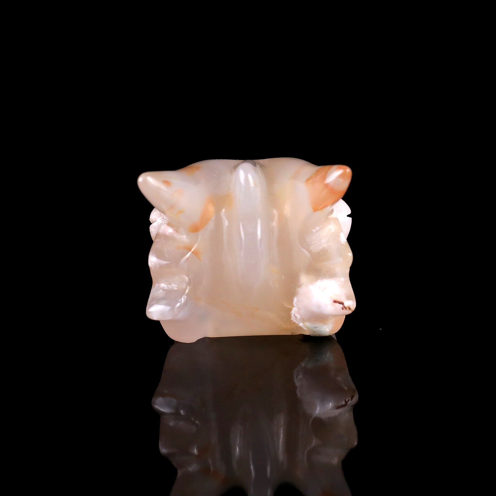 Nicedony 2.6" Sakura Agate Hand Carved Phoenix Skull Sculpture - View 12