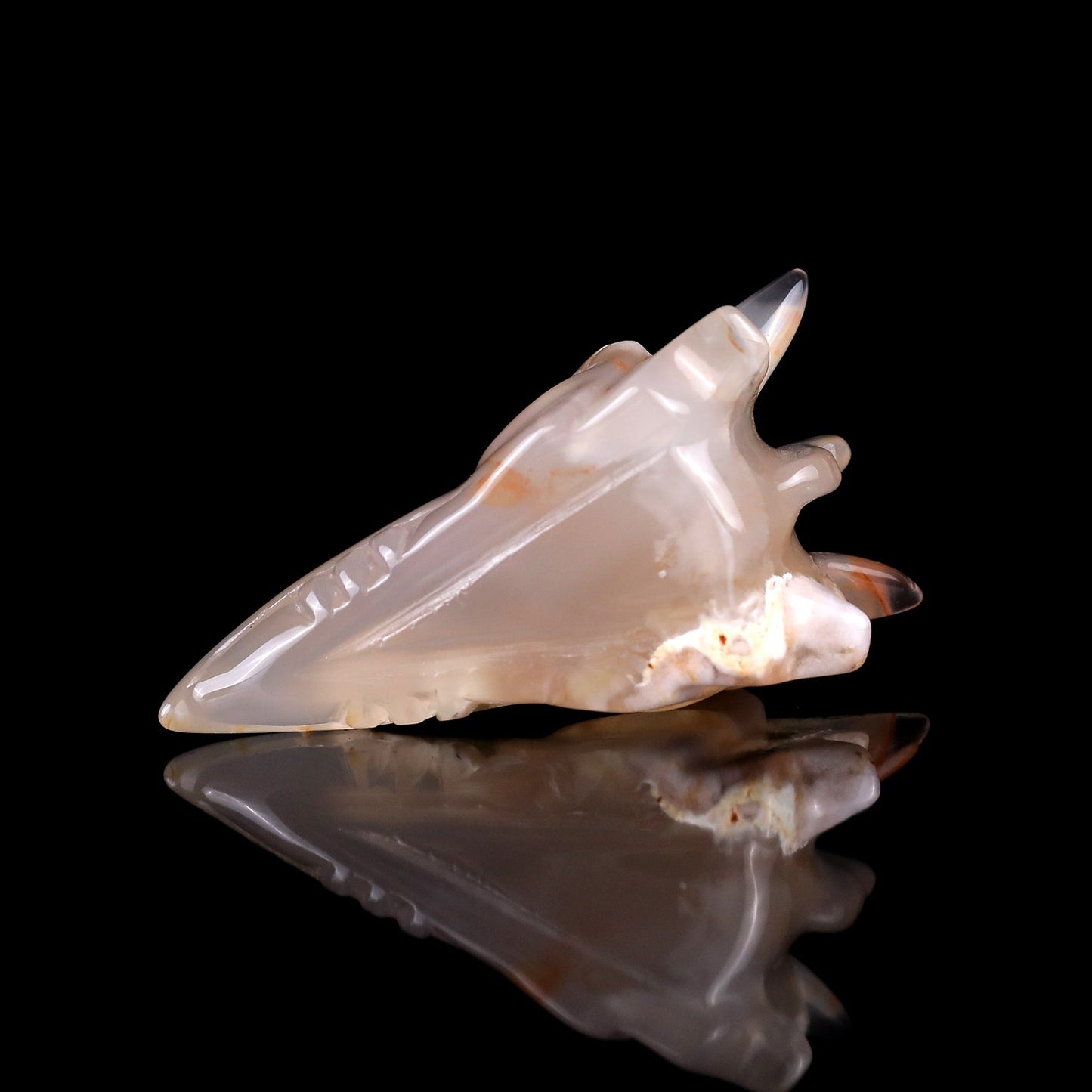 Nicedony 2.6" Sakura Agate Hand Carved Phoenix Skull Sculpture - View 13