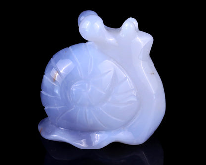 Nicedony 2.7" Blue Chalcedony Hand Carved Crystal Snail Sculpture - View 3