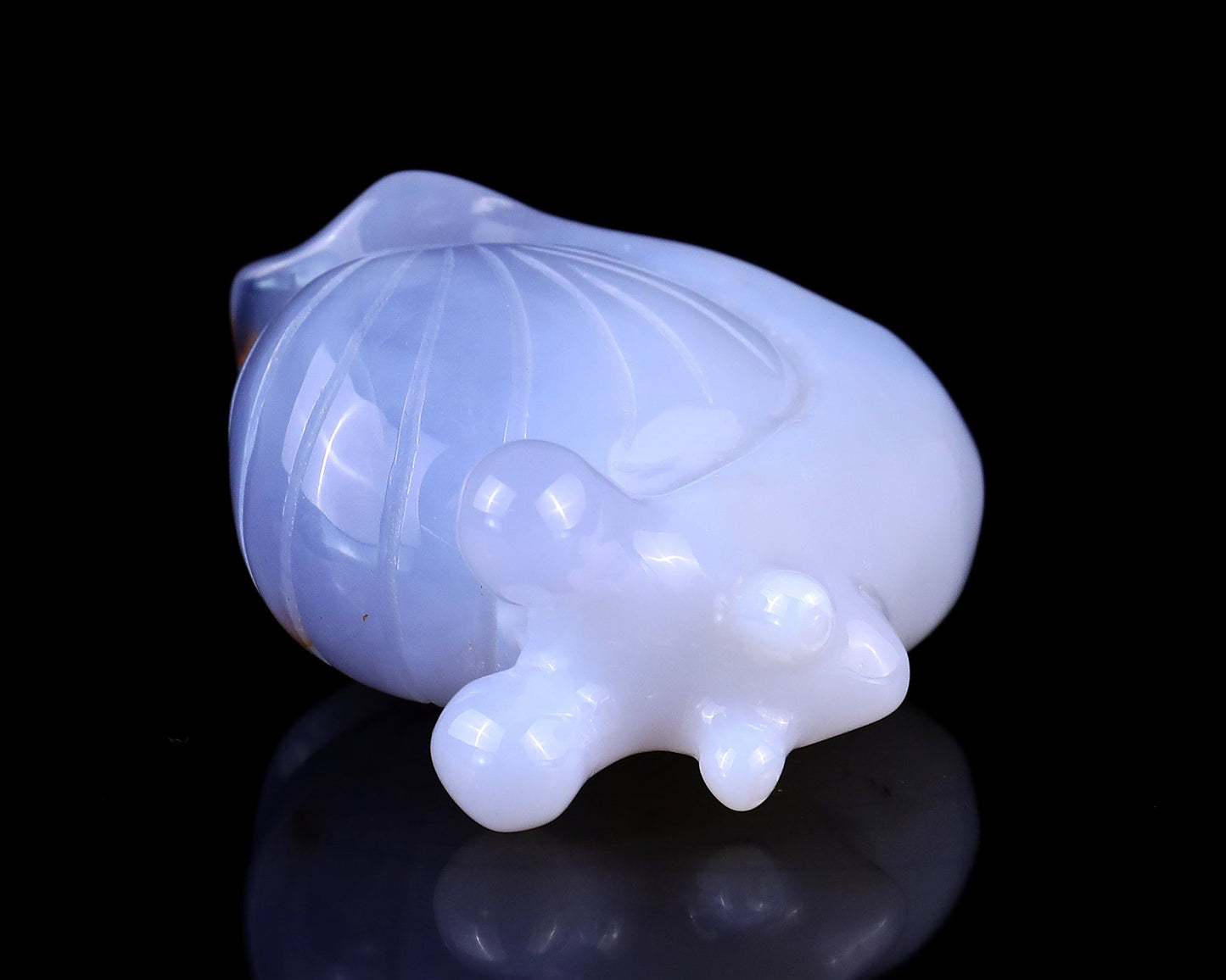 Nicedony 2.7" Blue Chalcedony Hand Carved Crystal Snail Sculpture - View 9