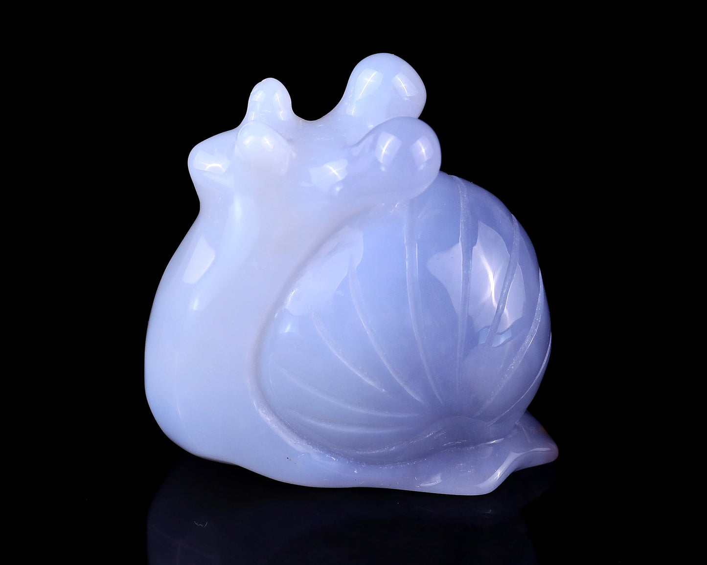Nicedony 2.7" Blue Chalcedony Hand Carved Crystal Snail Sculpture - View 7