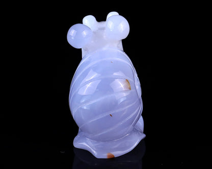 Nicedony 2.7" Blue Chalcedony Hand Carved Crystal Snail Sculpture - View 5