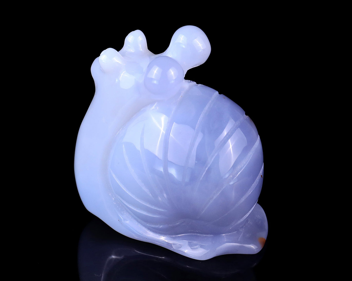 Nicedony 2.7" Blue Chalcedony Hand Carved Crystal Snail Sculpture - View 6