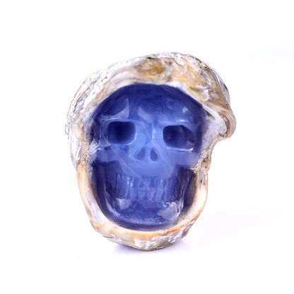 Nicedony 2.7" Blue Chalcedony Hand Carved Skull Sculpture - View 2