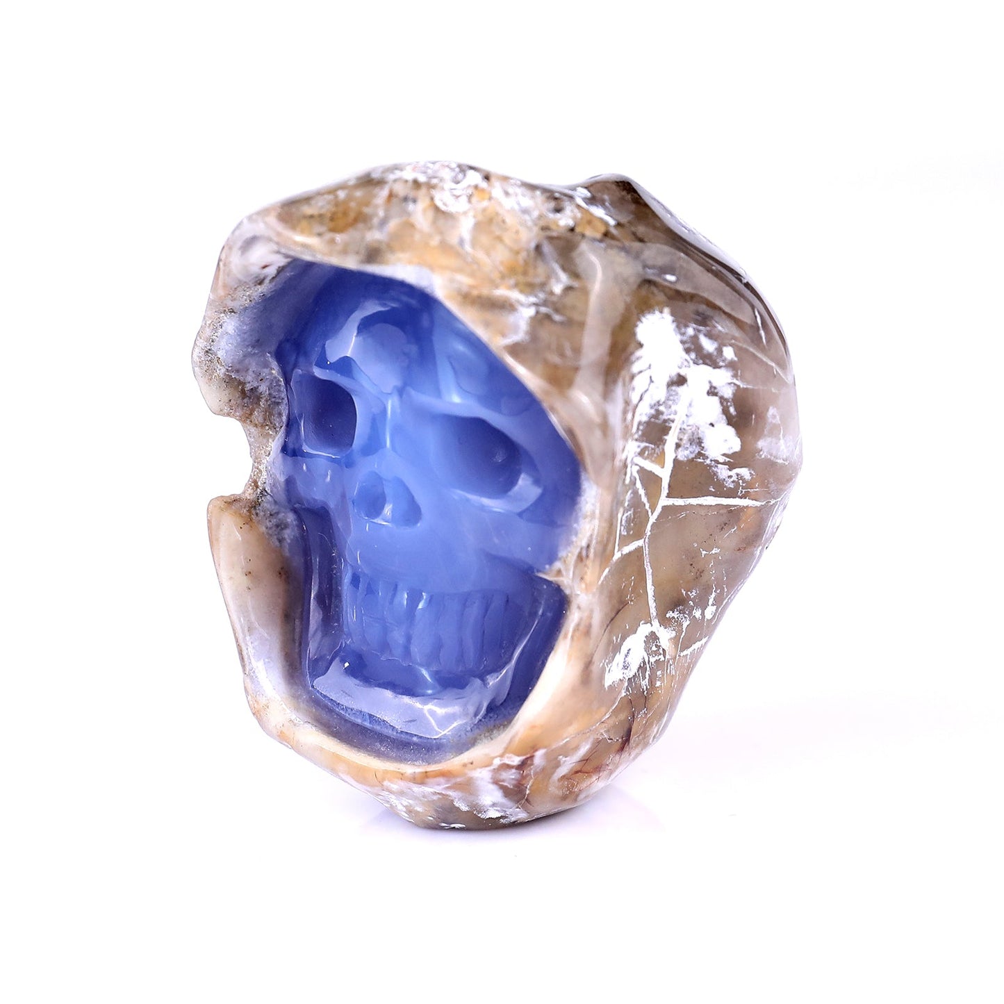 Nicedony 2.7" Blue Chalcedony Hand Carved Skull Sculpture