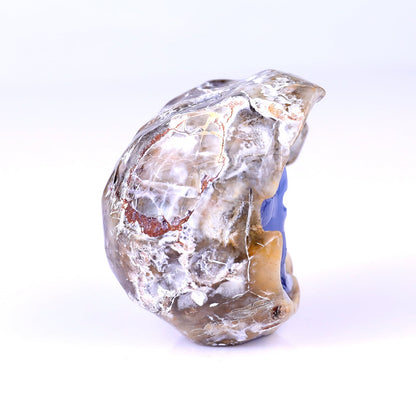 Nicedony 2.7" Blue Chalcedony Hand Carved Skull Sculpture - View 3