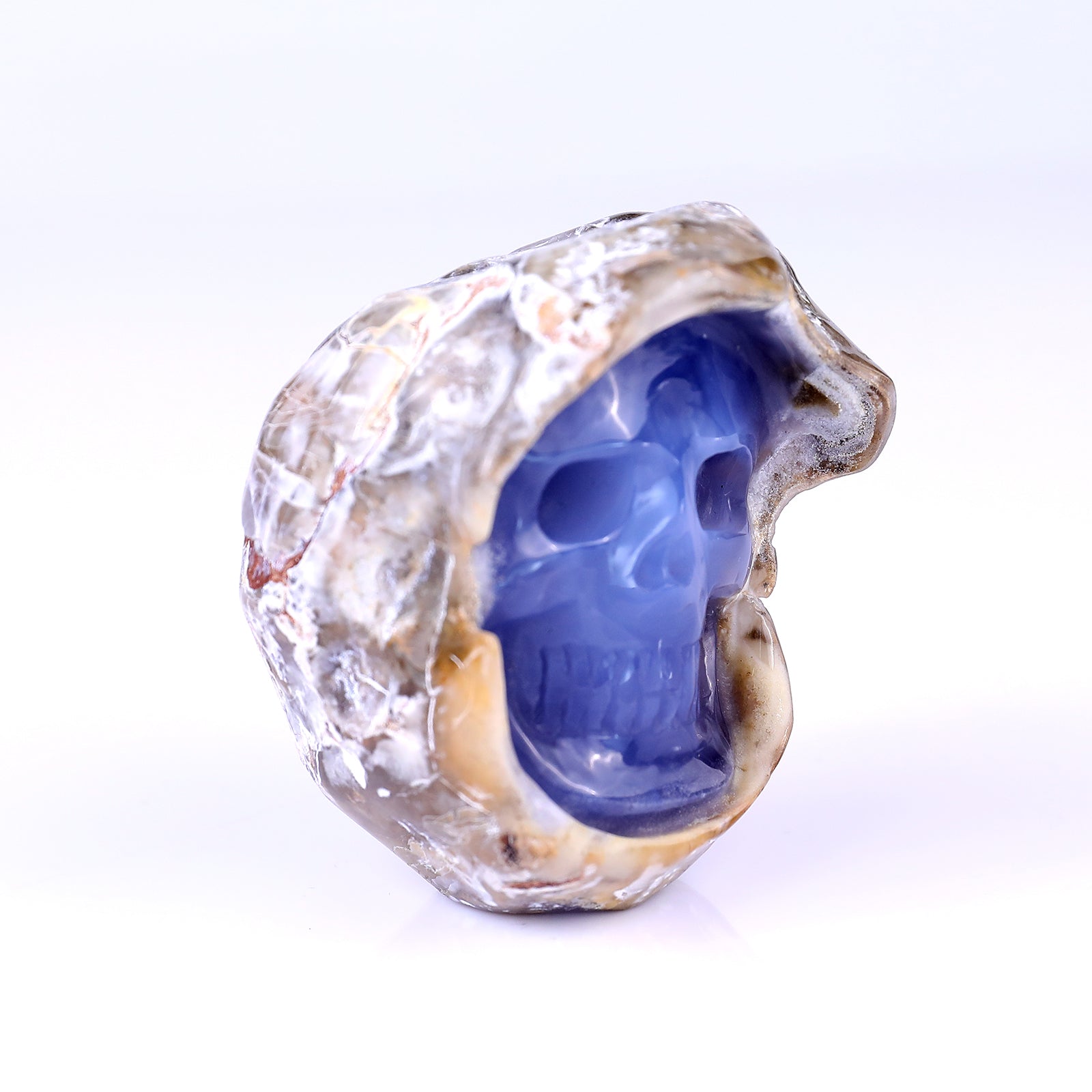 Nicedony 2.7" Blue Chalcedony Hand Carved Skull Sculpture - View 7
