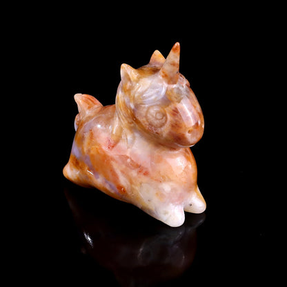 Nicedony 2.7" Chalcedony Hand Carved Crystal Unicorn Sculpture