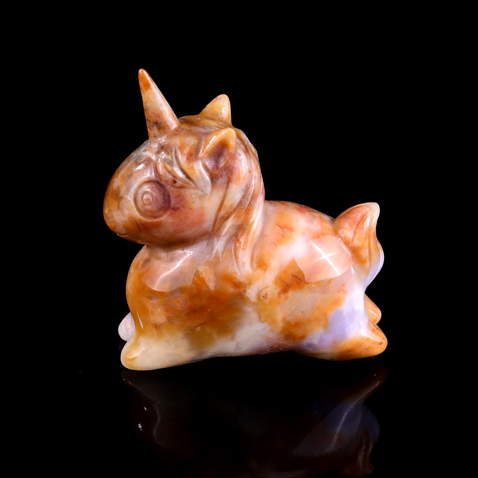 Nicedony 2.7" Chalcedony Hand Carved Crystal Unicorn Sculpture - View 7