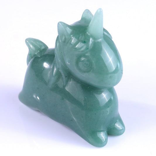 Nicedony 2.7" Green Aventurine Hand Carved Crystal Unicorn Sculpture